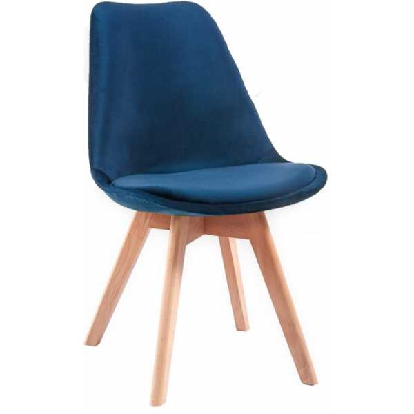 silla torre velvet madera carcasa y cojin velvet azul