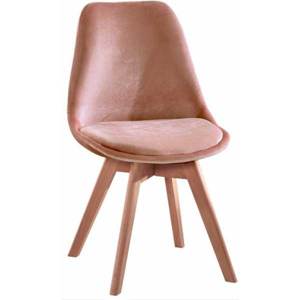 silla torre velvet madera carcasa y cojin velvet rosa
