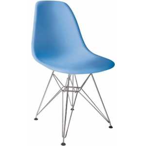 silla tower cromada polipropileno azul
