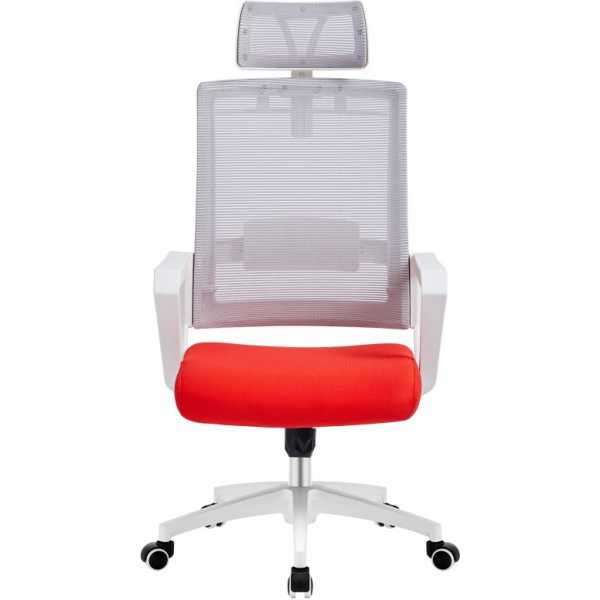 sillon de oficina aston blanco malla gris tejido rojo 1