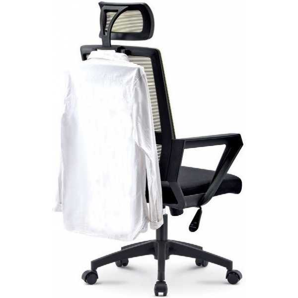 sillon de oficina aston blanco malla gris tejido rojo 2