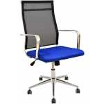 sillon de oficina austria alto malla negra asiento azul