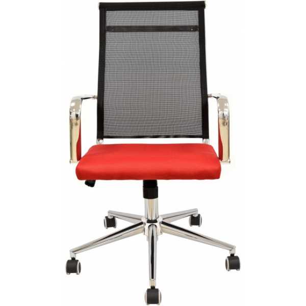 sillon de oficina austria alto malla negra asiento rojo 2