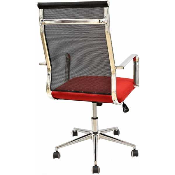 sillon de oficina austria alto malla negra asiento rojo 3