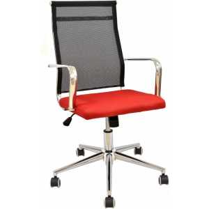 sillon de oficina austria alto malla negra asiento rojo