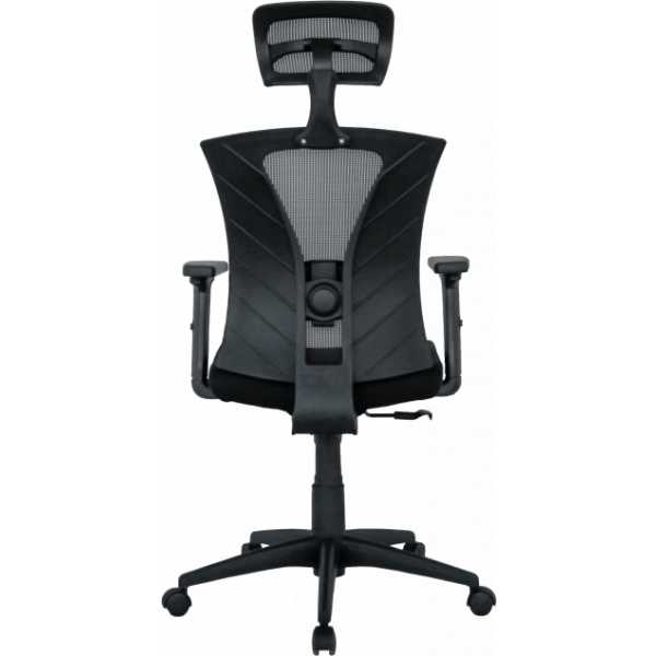 sillon de oficina brasilia ergonomico syncro malla negra asiento tejido negro 3