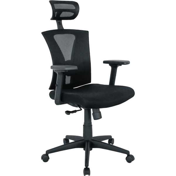sillon de oficina brasilia ergonomico syncro malla negra asiento tejido negro