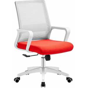 sillon de oficina clifford blanco malla gris tejido rojo