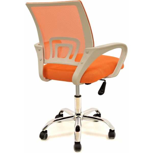 sillon de oficina fiss new blanco gas basculante malla y tejido naranja 2
