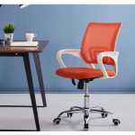 sillon de oficina fiss new blanco gas basculante malla y tejido naranja 3