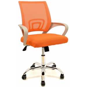 sillon de oficina fiss new blanco gas basculante malla y tejido naranja