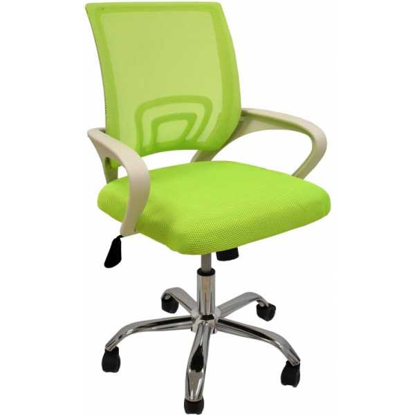 sillon de oficina fiss new m blanco gas basculante malla y tejido verde