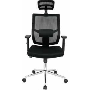 sillon de oficina hawai ergonomico basculante malla negra asiento tejido negro 1