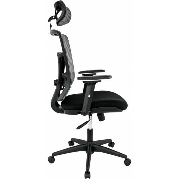 sillon de oficina kabul ergonomico basculante malla gris asiento tejido negro 2