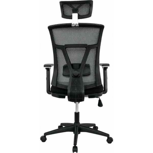 sillon de oficina kabul ergonomico basculante malla gris asiento tejido negro 3