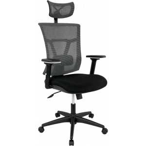 sillon de oficina kabul ergonomico basculante malla gris asiento tejido negro
