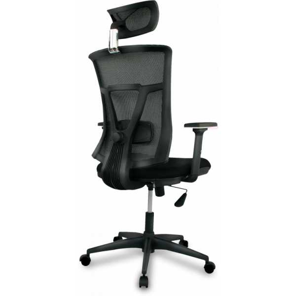 sillon de oficina kabul ergonomico basculante malla gris asiento tejido negro 4