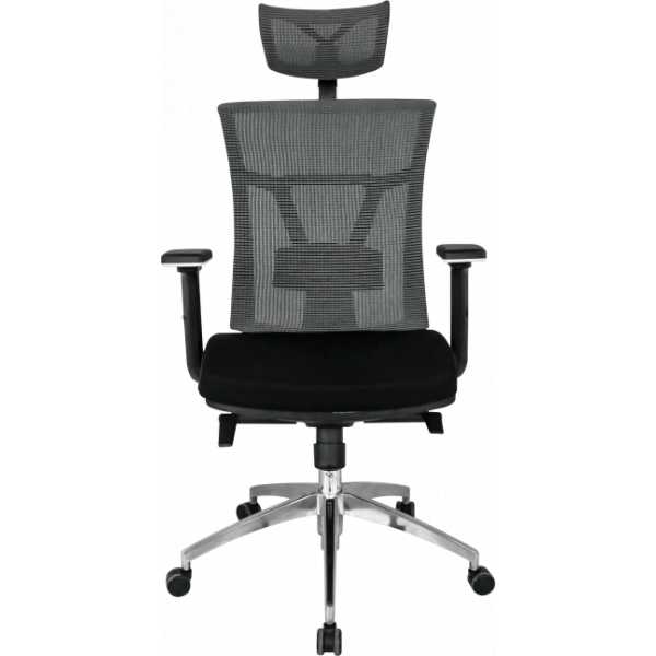 sillon de oficina osaka ergonomico syncro malla gris asiento tejido negro 1
