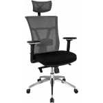 sillon de oficina osaka ergonomico syncro malla gris asiento tejido negro