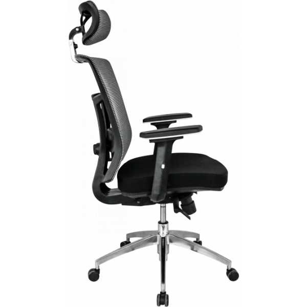 sillon de oficina osaka ergonomico syncro malla gris asiento tejido negro 2