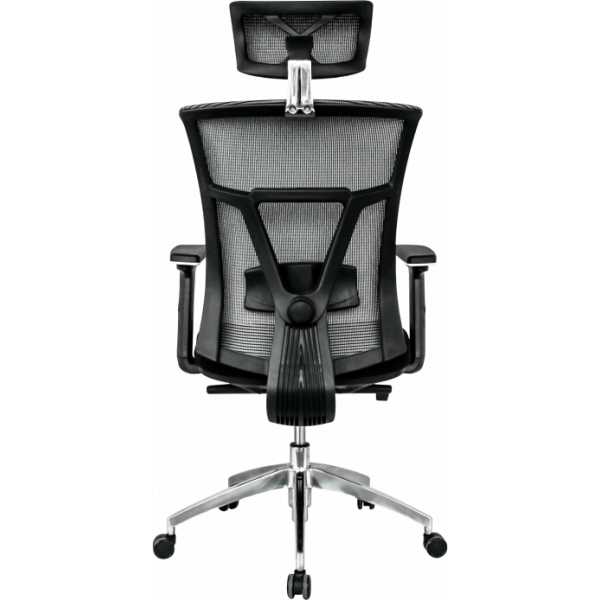 sillon de oficina osaka ergonomico syncro malla gris asiento tejido negro 3