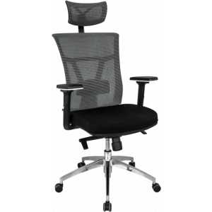 sillon de oficina osaka ergonomico syncro malla gris asiento tejido negro