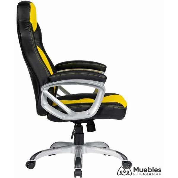 sillon de oficina portimao racing similpiel amarilla y negra 1