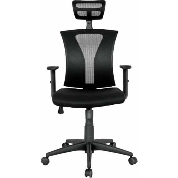 sillon de oficina prage ergonomico basculante malla negra asiento tejido negro 1