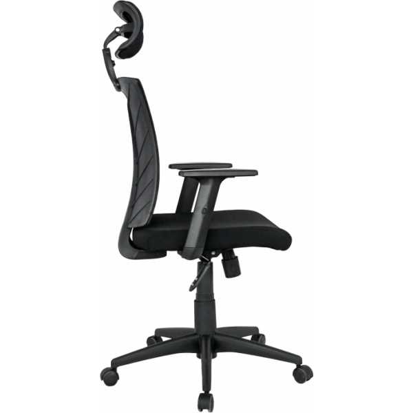 sillon de oficina prage ergonomico basculante malla negra asiento tejido negro 2