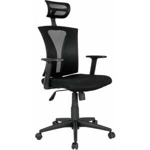 sillon de oficina prage ergonomico basculante malla negra asiento tejido negro