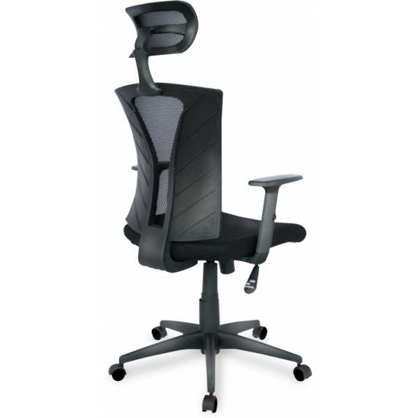 sillon de oficina prage ergonomico basculante malla negra asiento tejido negro 4