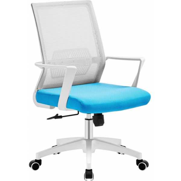 sillon de oficina risley blanco malla gris tejido azul claro
