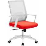 sillon de oficina risley blanco malla gris tejido rojo