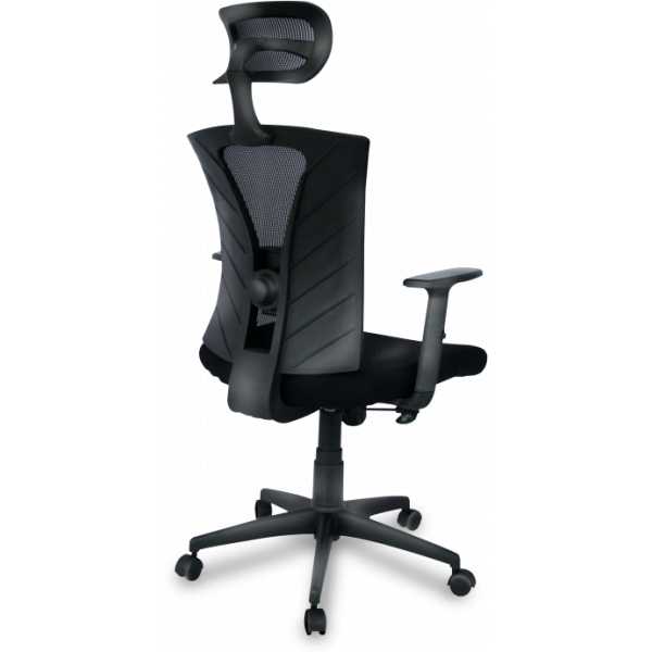 sillon de oficina shanghai ergonomico basculante malla negra asiento tejido negro 3
