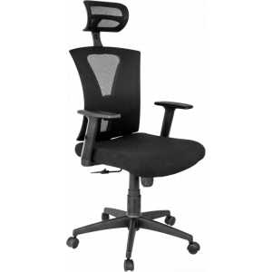 sillon de oficina shanghai ergonomico basculante malla negra asiento tejido negro