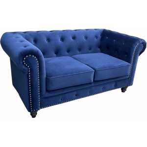 sofa chester premium 2 plazas tapizado velvet azul navy 1