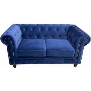 sofa chester premium 2 plazas tapizado velvet azul navy