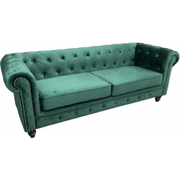 sofa chester premium 3 plazas tapizado velvet esmeralda 1