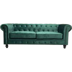 sofa chester premium 3 plazas tapizado velvet esmeralda