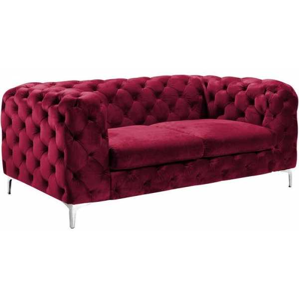 sofa chester royal 2 plazas terciopelo rojo vino